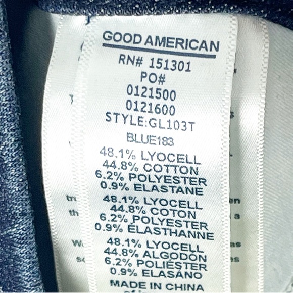 GOOD AMERICAN Good Legs Blue Five Pockets Whiskering High Rise Jeans, Size 16 - Picture 4 of 12
